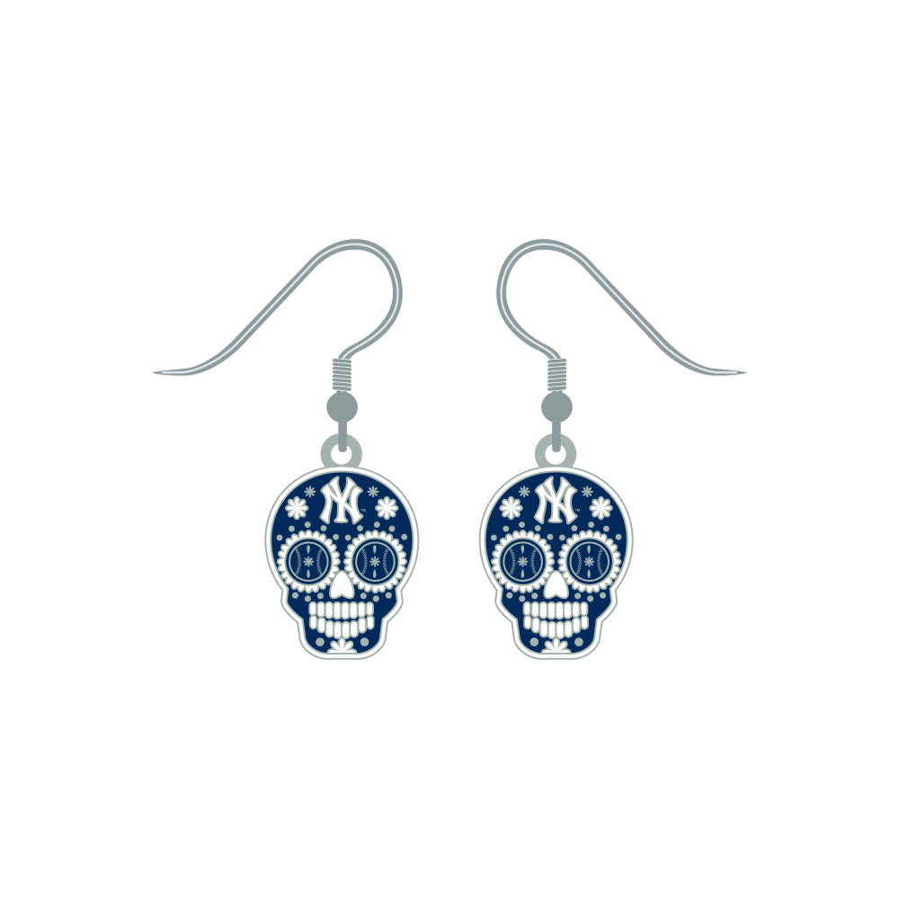 New York Yankees Earrings J-Hook Sugar Skull - PSGLS0467829